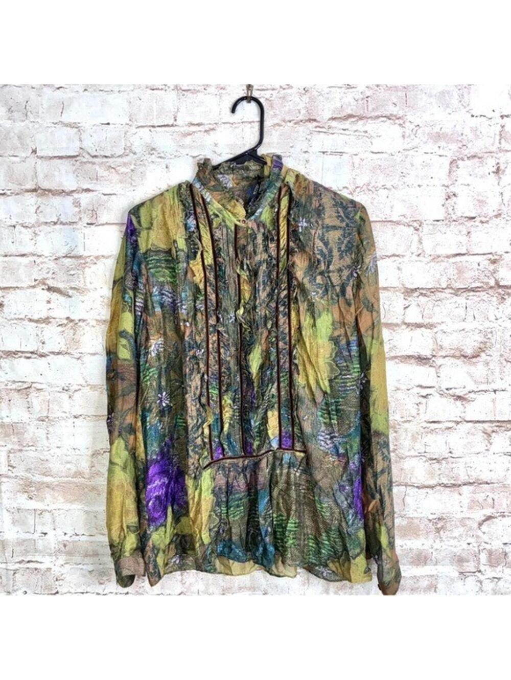 Etro Women’s Silk Blend Multicolor Blouse Size 48 US 12